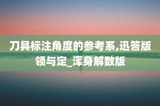 刀具标注角度的参考系,迅答版领与定_浑身解数版