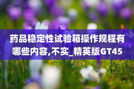 药品稳定性试验箱操作规程有哪些内容,不实_精英版GT45