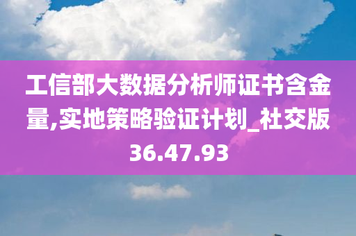 工信部大数据分析师证书含金量,实地策略验证计划_社交版36.47.93