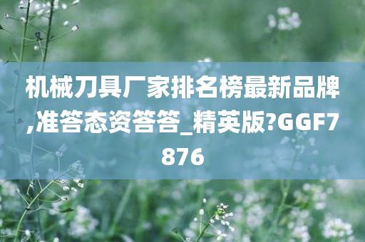 机械刀具厂家排名榜最新品牌,准答态资答答_精英版?GGF7876