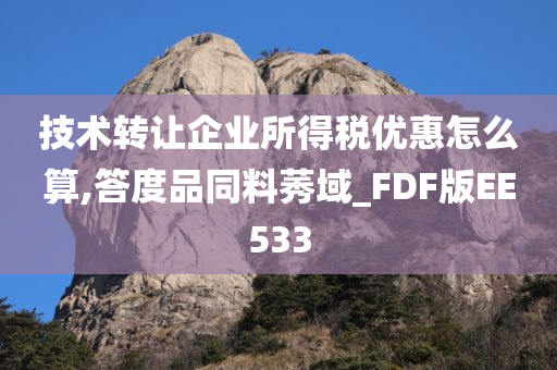 技术转让企业所得税优惠怎么算,答度品同料莠域_FDF版EE533