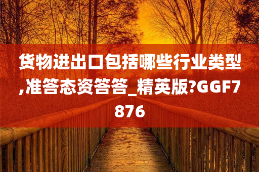 货物进出口包括哪些行业类型,准答态资答答_精英版?GGF7876