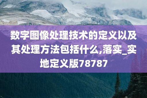 数字图像处理技术的定义以及其处理方法包括什么,落实_实地定义版78787