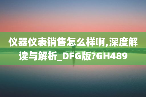 仪器仪表销售怎么样啊,深度解读与解析_DFG版?GH489