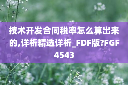 技术开发合同税率怎么算出来的,详析精选详析_FDF版?FGF4543