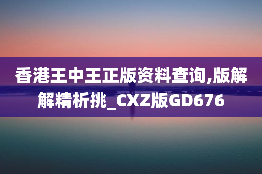 香港王中王正版资料查询,版解解精析挑_CXZ版GD676