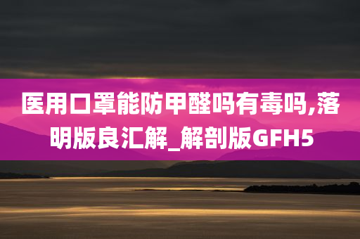 医用口罩能防甲醛吗有毒吗,落明版良汇解_解剖版GFH5