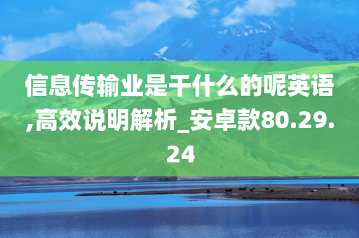 信息传输业是干什么的呢英语,高效说明解析_安卓款80.29.24