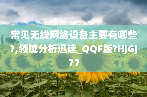 常见无线网络设备主要有哪些?,领域分析迅速_QQF版?HJGJ77