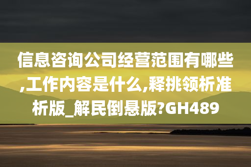 信息咨询公司经营范围有哪些,工作内容是什么,释挑领析准析版_解民倒悬版?GH489