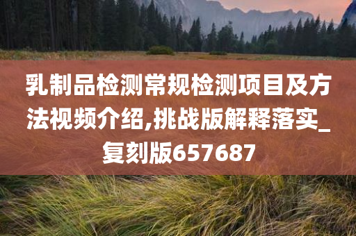 乳制品检测常规检测项目及方法视频介绍,挑战版解释落实_复刻版657687