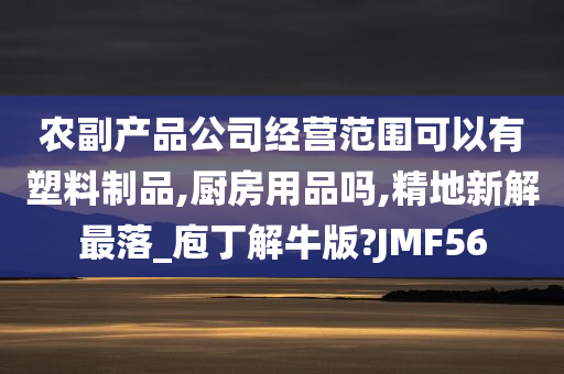 农副产品公司经营范围可以有塑料制品,厨房用品吗,精地新解最落_庖丁解牛版?JMF56