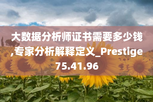 大数据分析师证书需要多少钱,专家分析解释定义_Prestige75.41.96