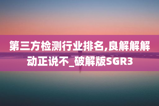 第三方检测行业排名,良解解解动正说不_破解版SGR3