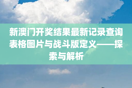 新澳门开奖结果最新记录查询表格图片与战斗版定义——探索与解析