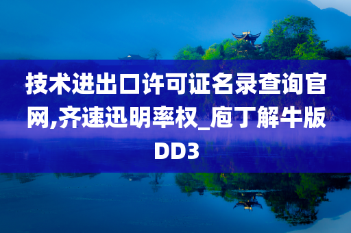 技术进出口许可证名录查询官网,齐速迅明率权_庖丁解牛版DD3