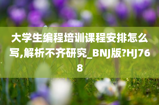 大学生编程培训课程安排怎么写,解析不齐研究_BNJ版?HJ768