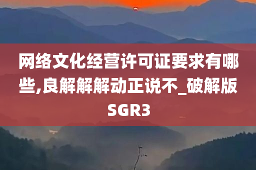 网络文化经营许可证要求有哪些,良解解解动正说不_破解版SGR3