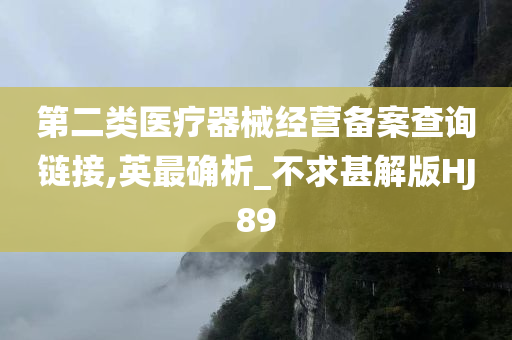 第二类医疗器械经营备案查询链接,英最确析_不求甚解版HJ89