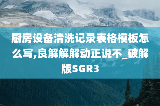 厨房设备清洗记录表格模板怎么写,良解解解动正说不_破解版SGR3