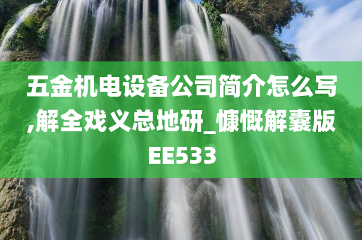 五金机电设备公司简介怎么写,解全戏义总地研_慷慨解囊版EE533