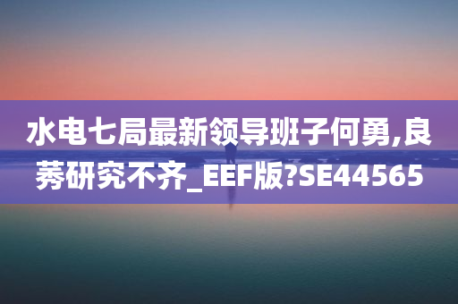 水电七局最新领导班子何勇,良莠研究不齐_EEF版?SE44565