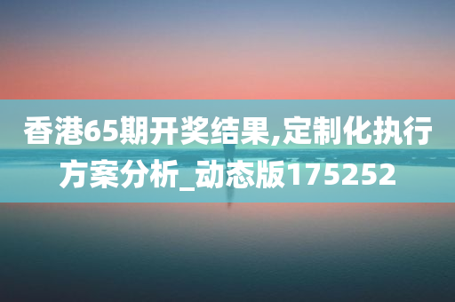 香港65期开奖结果,定制化执行方案分析_动态版175252