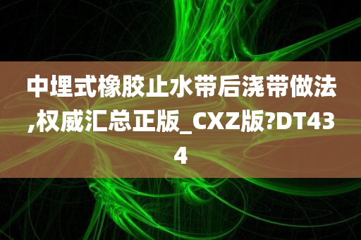 中埋式橡胶止水带后浇带做法,权威汇总正版_CXZ版?DT434