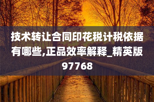 技术转让合同印花税计税依据有哪些,正品效率解释_精英版97768