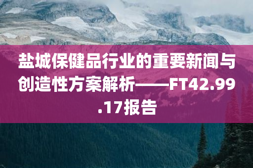 盐城保健品行业的重要新闻与创造性方案解析——FT42.99.17报告