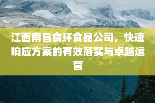 江西南昌食环食品公司，快速响应方案的有效落实与卓越运营