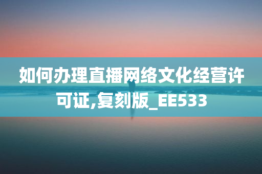 如何办理直播网络文化经营许可证,复刻版_EE533