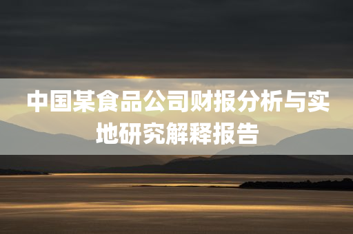 中国某食品公司财报分析与实地研究解释报告