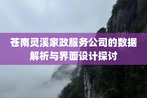 苍南灵溪家政服务公司的数据解析与界面设计探讨