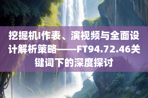 挖掘机I作表、演视频与全面设计解析策略——FT94.72.46关键词下的深度探讨